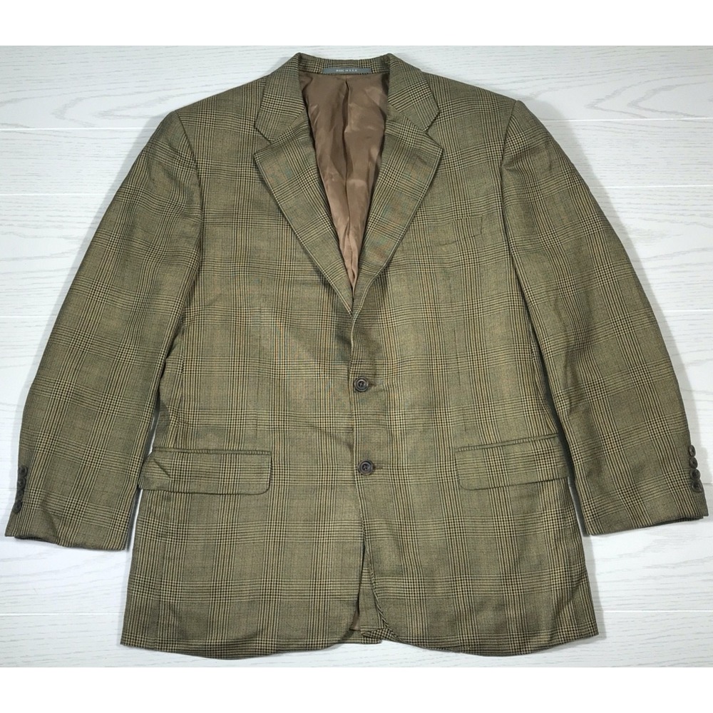 Hickey Freeman Blazer Sport Coat Men 42R Houndstooth Silk Wool Cashmere Business